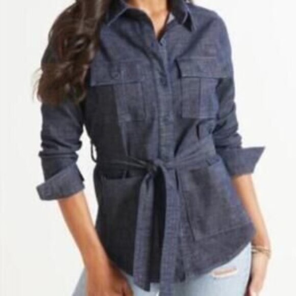 Anthropologie Level 99 Denim Belted Shacket Size Small - Picture 1 of 4